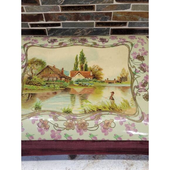 Antique Photograph Album, Celluloid Victorian, Cottage Scene, Wire Metal Holder - Picture 2 of 10